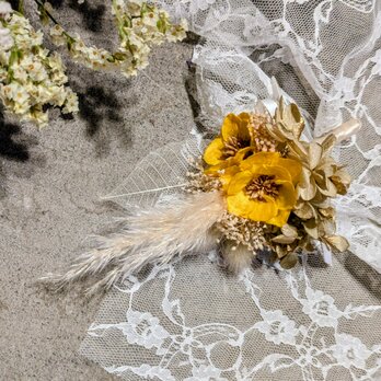 ドライフラワーコサージュ★イエロー