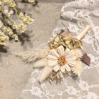 ドライフラワーコサージュ★ホワイト