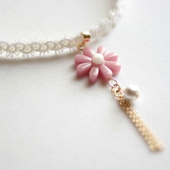 【受注製作】レジンアート　お花モチーフとタティングレースとサテンリボンのチョーカー〈祝福されしもの〉