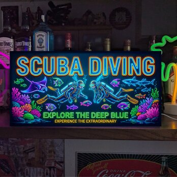 【オーダー無料】スキューバダイビング シュノーケリング 海中散策 体験 店舗 自宅 照明 看板 置物 雑貨 ライトBOX