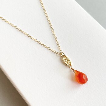 【14kgf/天然石】7月誕生石 カーネリアンの雫ネックレス|成功を引き寄せるお守り