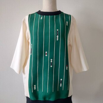 ストライプ帯リメイク·トップス