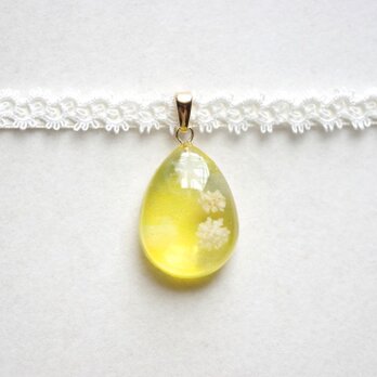 【受注製作】レジンアート　ドロップモチーフとタティングレースとサテンリボンのチョーカー〈溢れる陽光〉