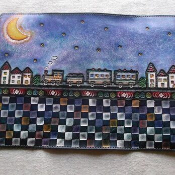 新書ブックカバー  牛革拭き染めの