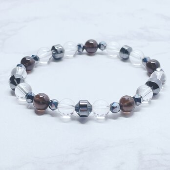 ✦ 更年期の揺らぎにも寄り添う 天然石ブレスレット｜ヘマタイト・モリオン・テラヘルツ・パワーストーン No.864