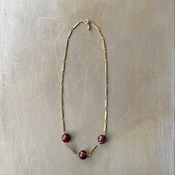 Vintage retro wirework glass beads chain necklace