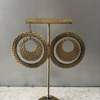 Vintage USA retro hammer textured big circle pierce