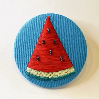 アルチザン刺繍ブローチ　スイカ