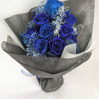 プリザーブドフラワー青い薔薇の星空花束ギフト／ 奇跡・夢かなう・神の祝福