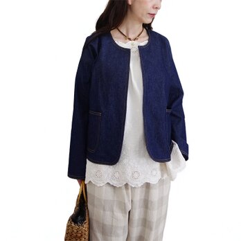 [予約販売] やわらかコットンデニムのWステッチ・ドロップジャケット