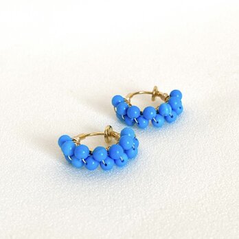 【イヤリング】ターコイズ 2連 ゴールド フープ イヤリング K18GP アレルギー対応