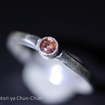 【レアカラージルコン】カンボジア産サンセットカラージルコン・シルバーリング【落陽】