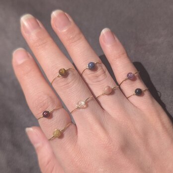 18KGP｜選べる天然石　お守りリング　金属アレルギー対応