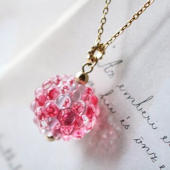 とんぼ玉BUBBLE（ガラス玉）ネックレス／レッド