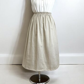 オーガニックWガーゼ◇サンドベージュ◇ギャザースカート◇釜もみ仕立てでふっくら
