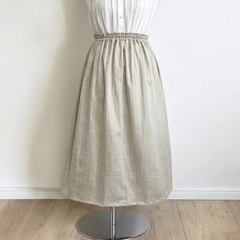オーガニックWガーゼ◇サンドベージュ◇ギャザースカート◇釜もみ仕立てでふっくら