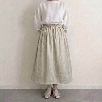オーガニックWガーゼ◇サンドベージュ◇ギャザースカート◇釜もみ仕立てでふっくら