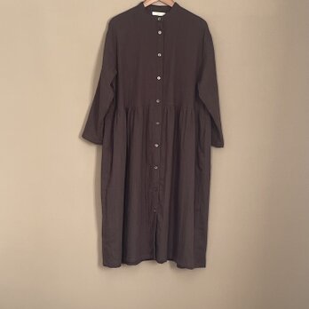 軽やかダブルガーゼのワンピース　　ブラウン
