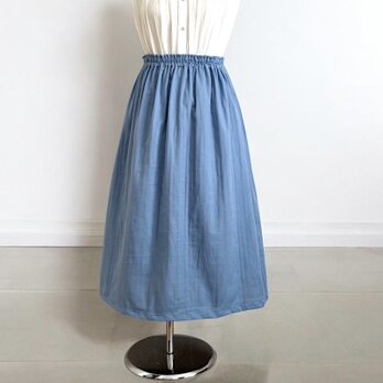 オーガニックWガーゼ◇ゼニスブルー◇ギャザースカート◇釜もみ仕立てでふっくらのコピー