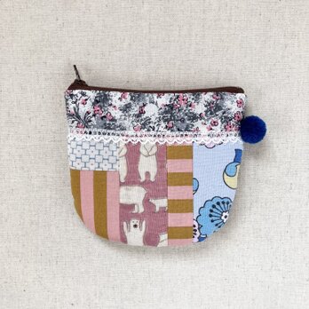 化粧ポーチ　小物入れ　半円パッチワーク