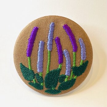 アルチザン刺繍ブローチ　ラベンダー