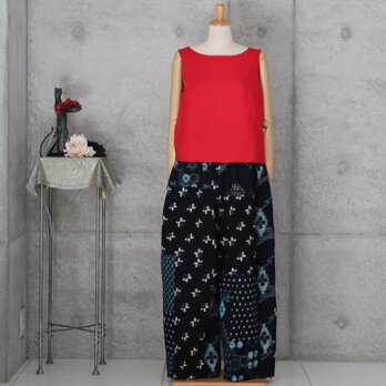 絣　パッチワークのぷっくらパンツ　 フリーサイズ   　着物リメイク　