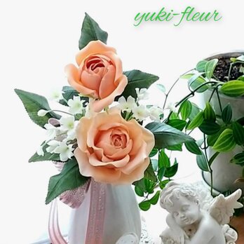 ★粘土の花[薔薇とかすみ草]★