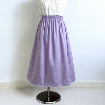 オーガニックWガーゼ◇パープル◇ギャザースカート◇釜もみ仕立てでふっくら