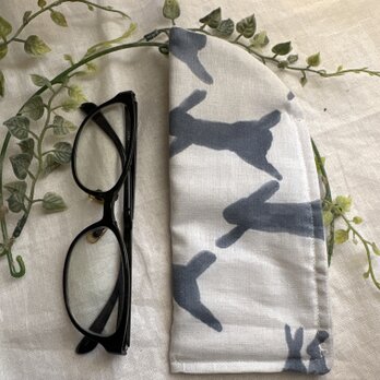 ＊ハンドメイドミナペルホネンメガネケース白グレーランランラン普通タイプ