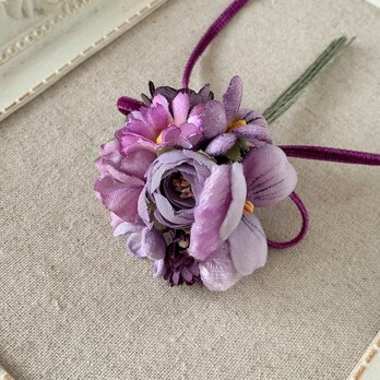 〈染め花〉小ぶりな花束コサージュ009