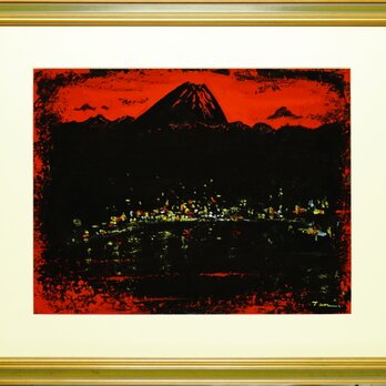 「黒富士」(NO.2603) 6号F ケント紙にアクリル絵の具 送料無料 画像をクリックすると全面画像になります