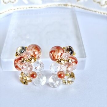 雫飴 -紅霞（べにかすみ）-｜大人可愛い透明レジンイヤリング・ピアス