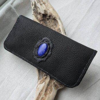 鹿革の長財布 ラピスラズリ