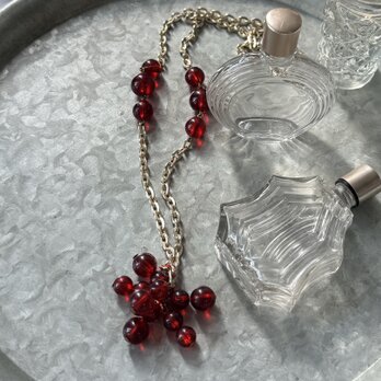 N320-ヴィンテージネックレス U.S.A. 1960-70's Cherry Red Cluster Bead