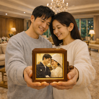 結婚祝いに贈る写真入り木製フォトボックス｜名入れ可｜婚約・プロポーズ・ウェディングギフト