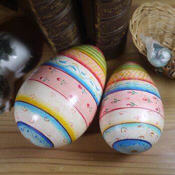木製　イースターエッグ2P　復活祭の卵飾り　ドイツ　