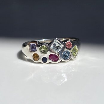カラフル　カラーストーン　モザイクリング2　シルバーSV925