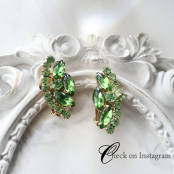 【アメリカ買付】ヴィンテージ グリーンリーフデザイン イヤリング1950s 【1万円以上で送料無料】