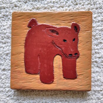 木彫レリーフ　埴輪犬