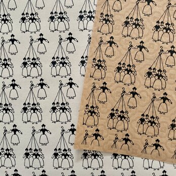 「針と糸」「poupée et poupée(人形の人形）」ラッピングペーパー