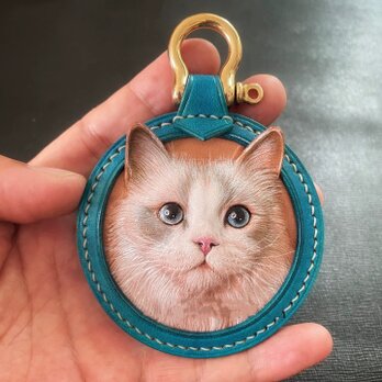 うちの子 ペット 猫 犬 ハンドメイド うちの子 キーホルダー レザー オーダー うちの猫 カービング アヒル 鳥 ペットグッズ