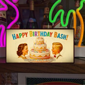 【Happy Birthday オーダー無料】ハッピーバースデー 誕生日 おめでとう ミニチュア 看板 置物 雑貨 ライトBOX