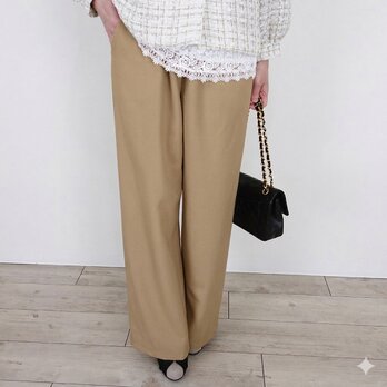 [予約販売] 美シルエット ジョーゼットワイドパンツ キュプラ総裏仕上げ（入学式・結婚式・春のお出かけ・ランチ・美術館）