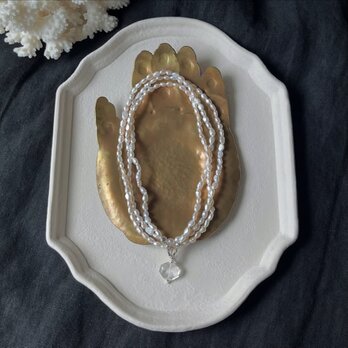 【カレンシルバー】『雪花』のネックレス［淡水パール・82㎝］