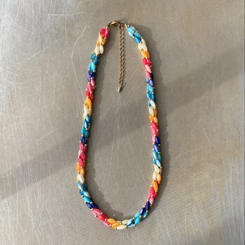 Vintage USA retro multicolor rainbow shell beads necklace