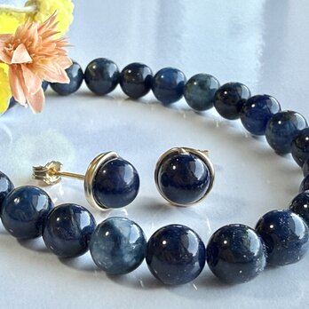 スギライト 1粒ピアス 14kgf ブルー 世界三大ヒーリングストーン