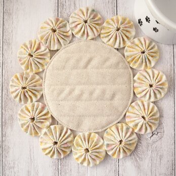 ペット用お食事マット　フードマット　小型犬　猫　ご飯マット　ランチョンマット　コットンリネン　女の子　ギフト　No.410