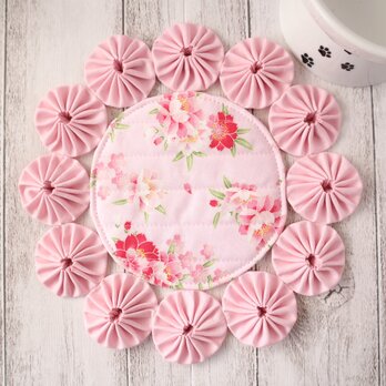 ペット用お食事マット　フードマット　桜　小型犬　猫　ペットマット　ランチョンマット　お水マット　ピンク　ギフト　No.408