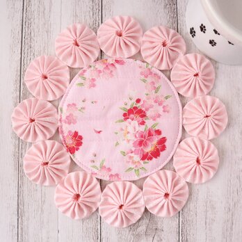 ペット用お食事マット　フードマット　桜　小型犬　猫　ペットマット　ランチョンマット　お水マット　ピンク　ギフト　No.407