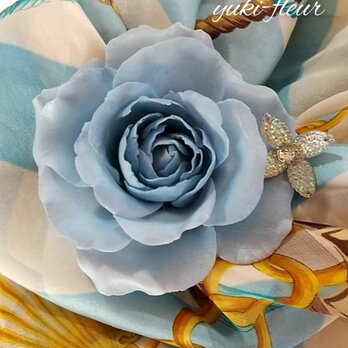 ★粘土の花[薔薇のコサージュ・ブルー]★